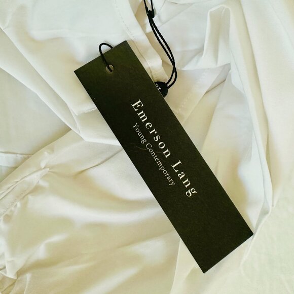 EMERSON LANG CROPPED BUTTON DOWN SHIRT WITH STRIPE TIE JUNIORS XL - Picture 9 of 9